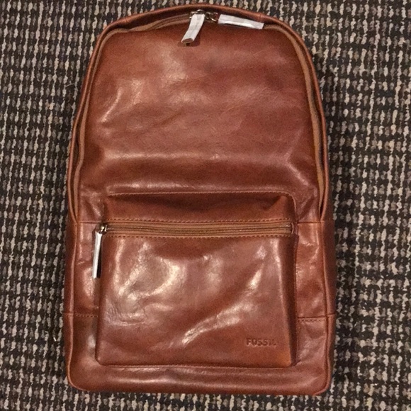 fossil backpack leather